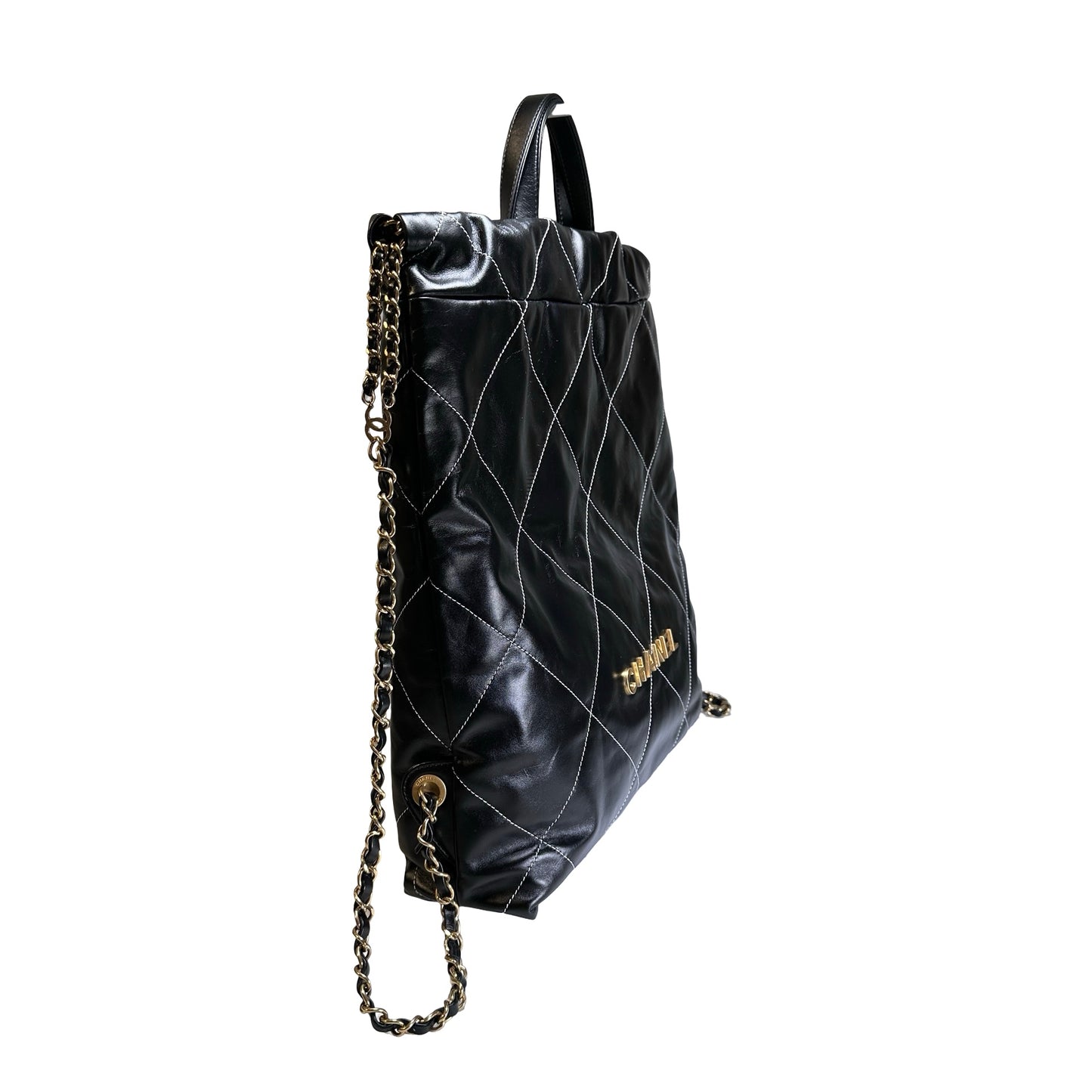 Used CHANEL Lambskin 22 Backpack Backpack Black GHW