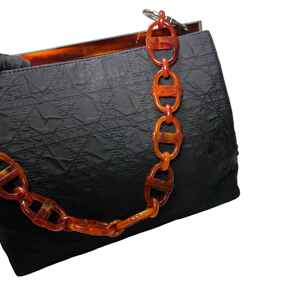 Used DIOR CANVAS Shoulder Bag Black