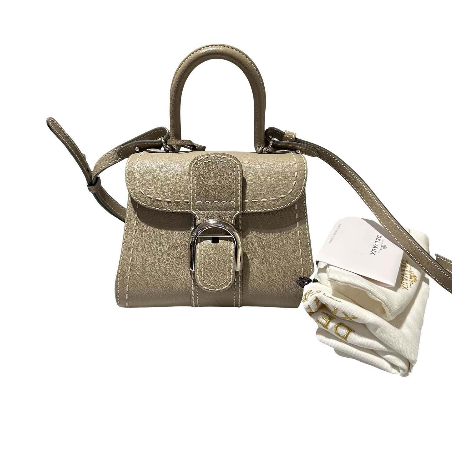 Used DELVAUX Brillant Mini Shoulder Bag Grey PHW