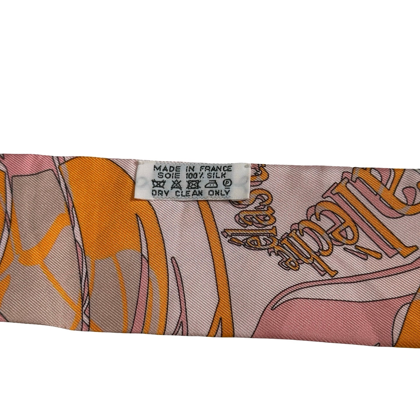 Used HERMES Silk Twilly Pink Orange
