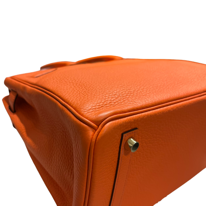 Used HERMES Togo Birkin Handbag Orange