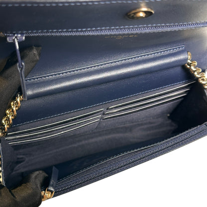 Used CHANEL Quilted BOY CHANEL WALLET ON CHAIN Wallet on chain Navy GHW