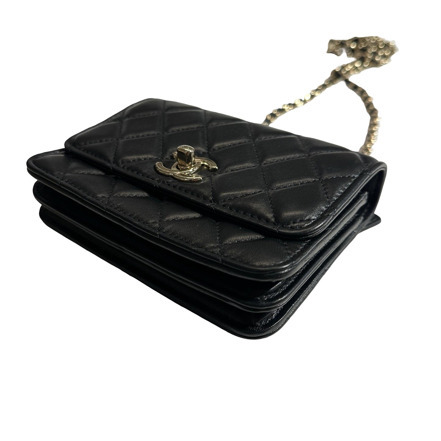 Used CHANEL Quilted Lambskin Trendy CC WOC Wallet on chain Black GHW