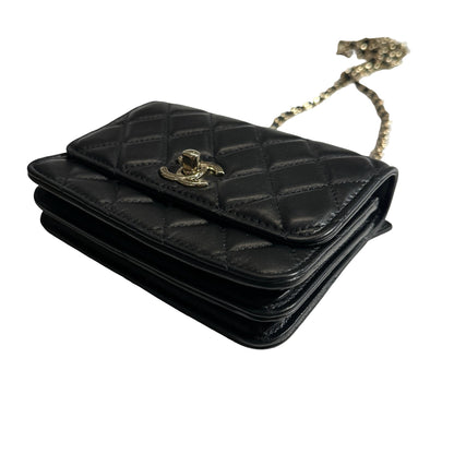 Used CHANEL Quilted Lambskin Trendy CC WOC Wallet on chain Black GHW