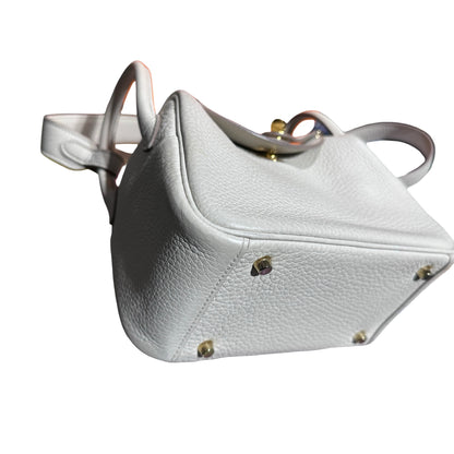 Used Hermès Mini Lindy Cross Body Bag White GHW