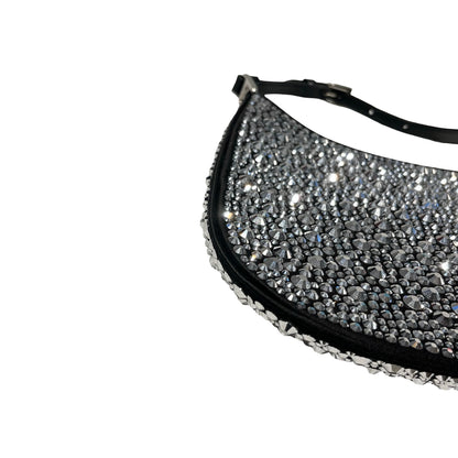 Used Prada Crystal Crystal Cleo Shoulder Bag Black PHW