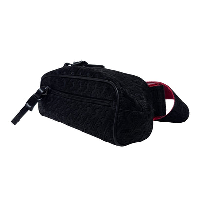 Used CHRISTIAN LOUBOUTIN Logo Textured ParisNYC Belt bag Black Red Silver