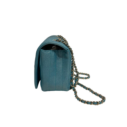 Used CHANEL Chevron Statement Flap Chain Shoulder Pearl Green GHW Chain Shoulder Bag