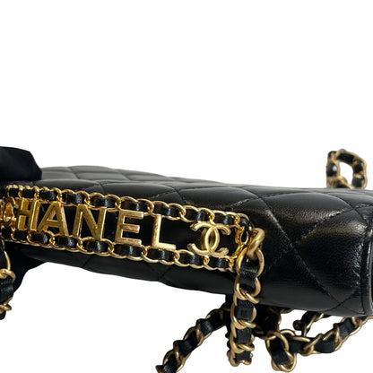 Used CHANEL Matelasse Quilted Lambskin Wallet On Chain Wallet on chain Black Gold