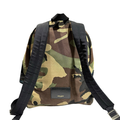 Used Saint Laurent Canvas Backpack Dark Green Black