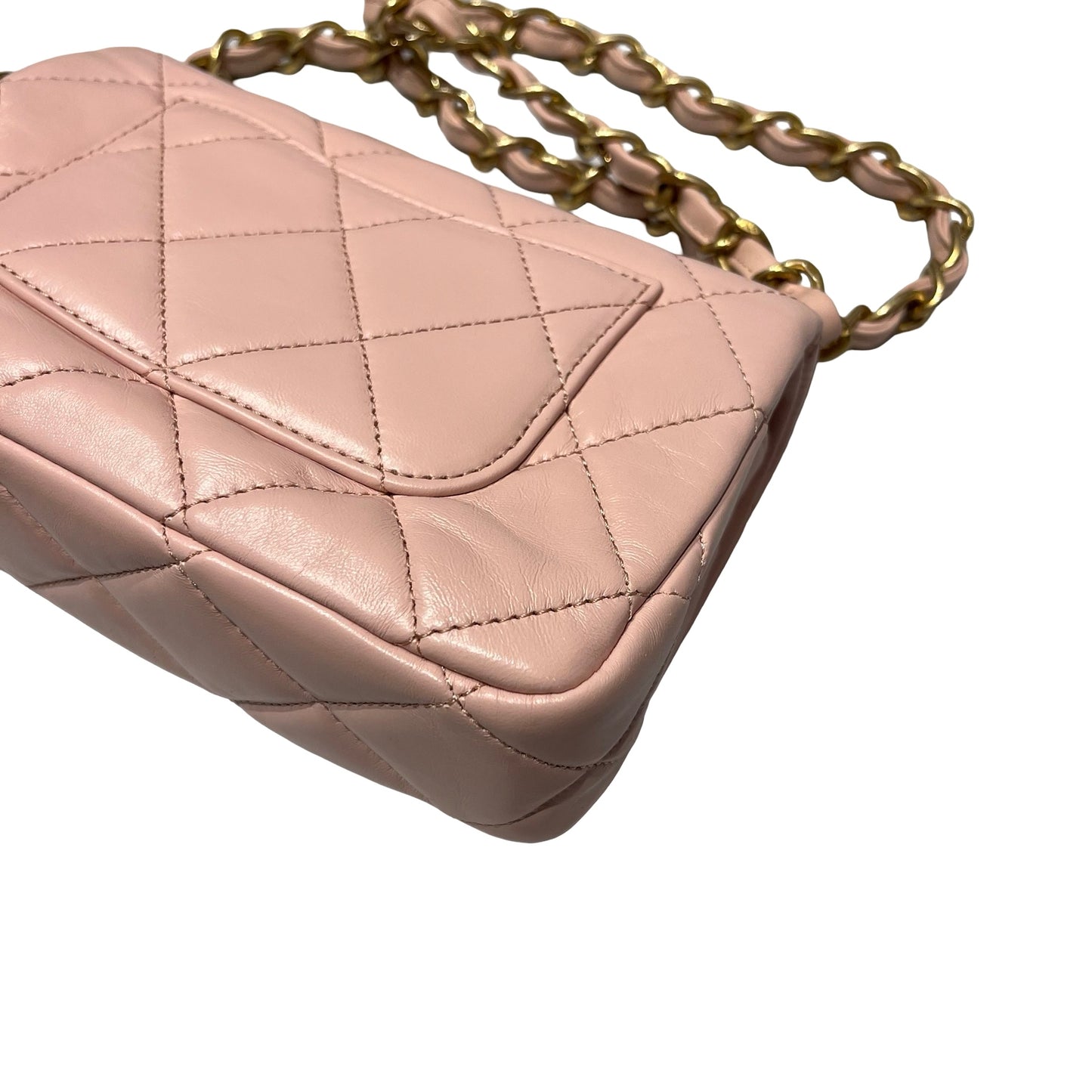 Unused CHANEL Flap Cross Body Bag Pink GHW