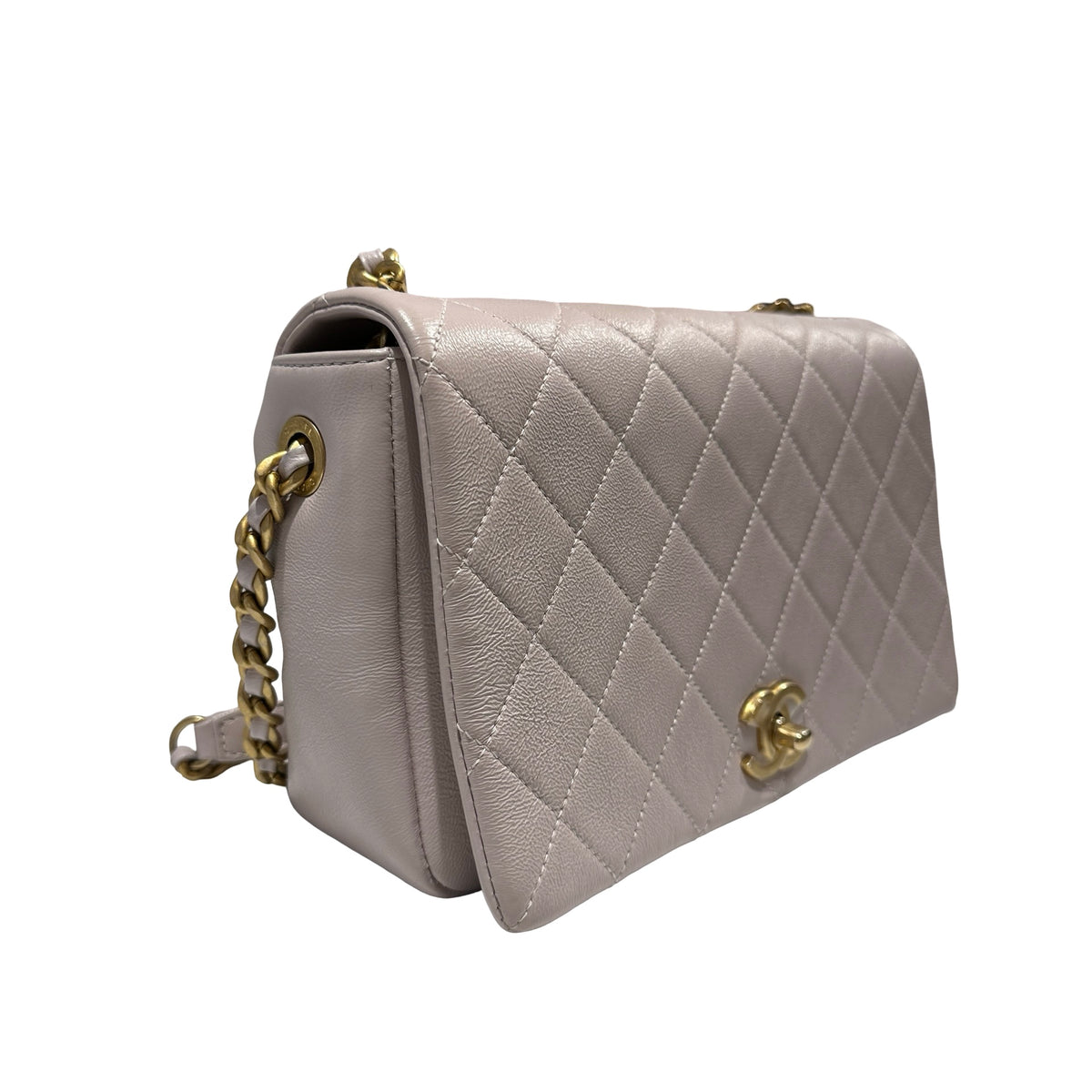 Used CHANEL Quilted Caviar 20B small fashion therapy flap bag Chain Shoulder Bag Light Purple