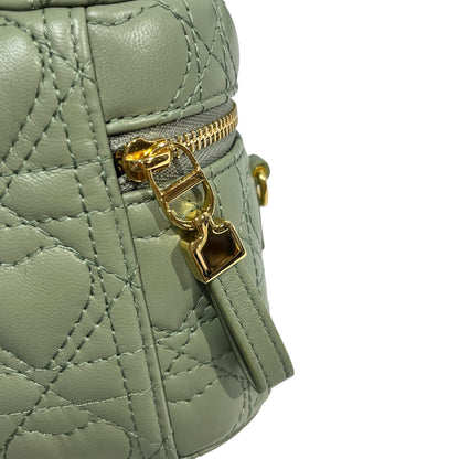 Used DIOR Cannage Lambskin Lady Dior Micro Vanity Case Vanity case Green GHW