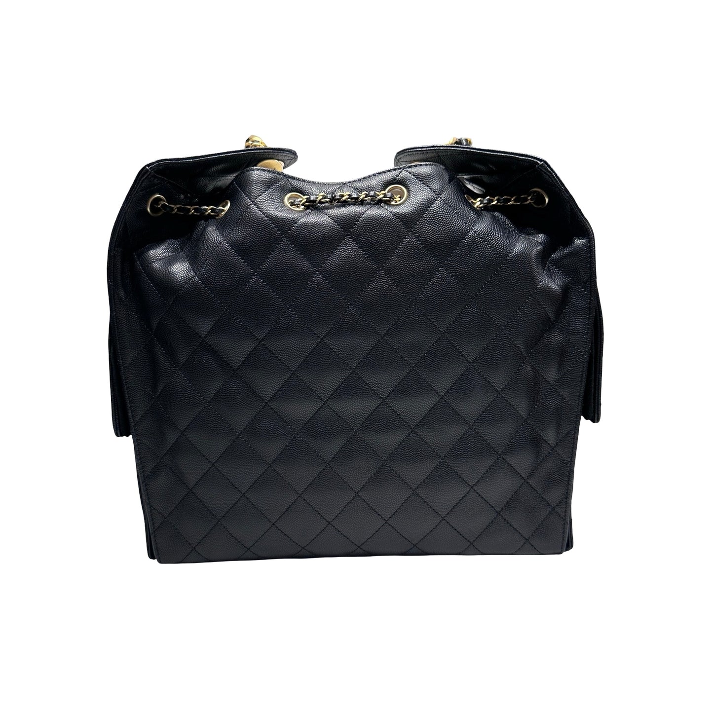 New Chanel 25 Medium Chain Shoulder Bag Black GHW