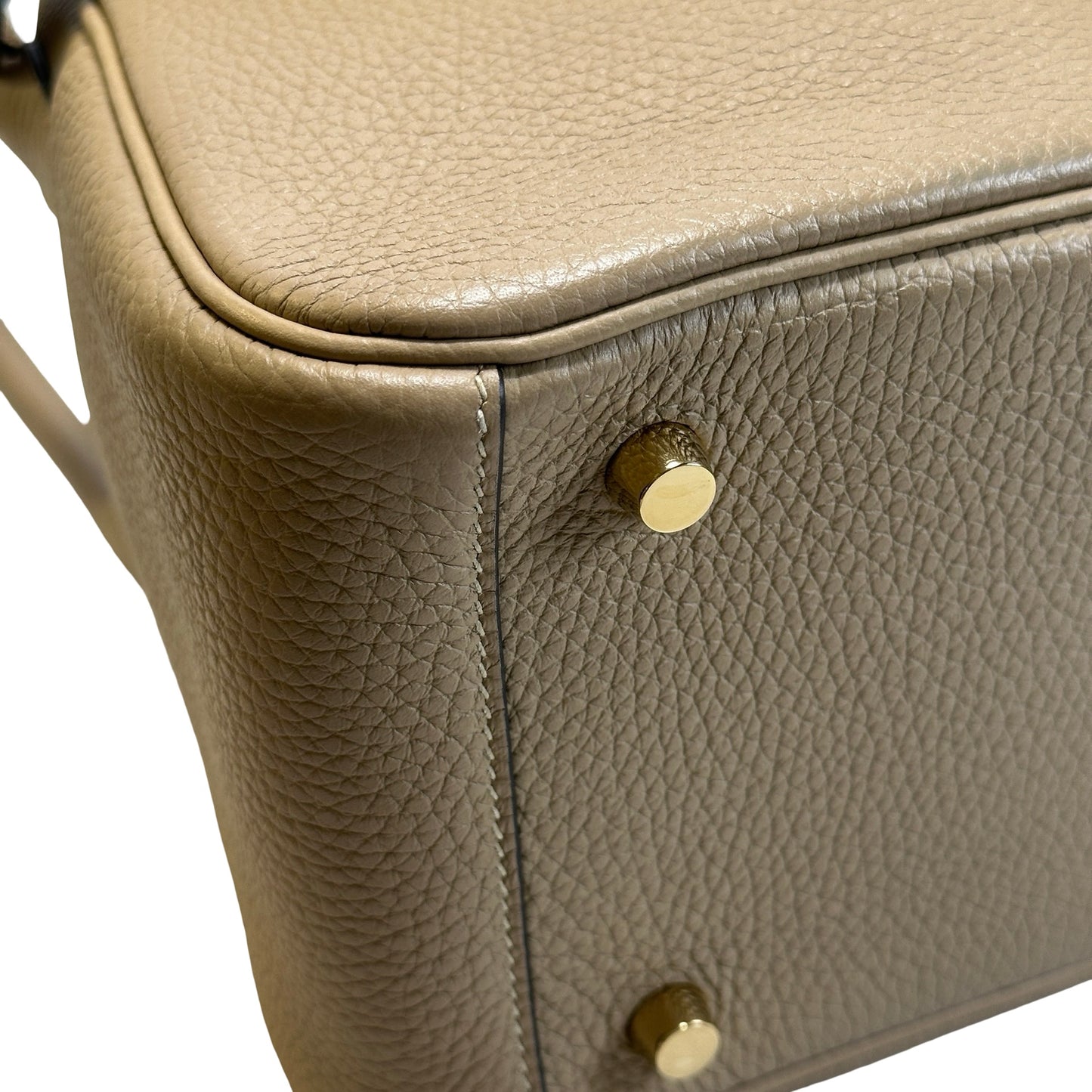 Used HERMES Leather Lindy 26 Handbag Beige Gold