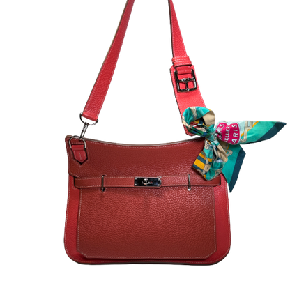 Used HERMES Clemence Jypsiere 28 Shoulder Bag Red PHW