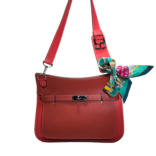 Used HERMES Clemence Jypsiere 28 Shoulder Bag Red PHW