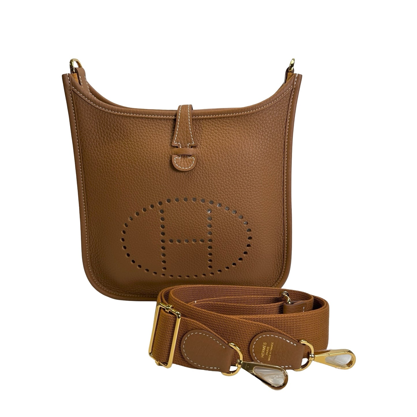 Used HERMES Clemence Evelyne Shoulder Bag Gold