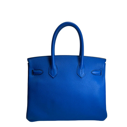 Used HERMES Togo Birkin 30 Handbag Blue PHW