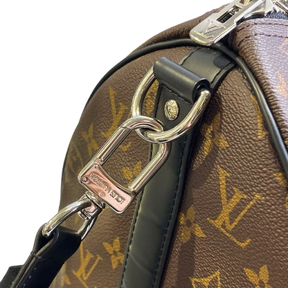 Used LOUIS VUITTON Monogram Macassar Keepall Bandouliere Travel Bag Brown Black
