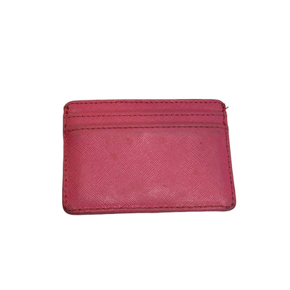 Used TORY BURCH Saffiano Leather Robinson Card case Pink Gold