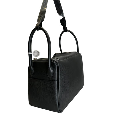 Brand New HERMES Leather Lindy 26 Handbag Black PHW