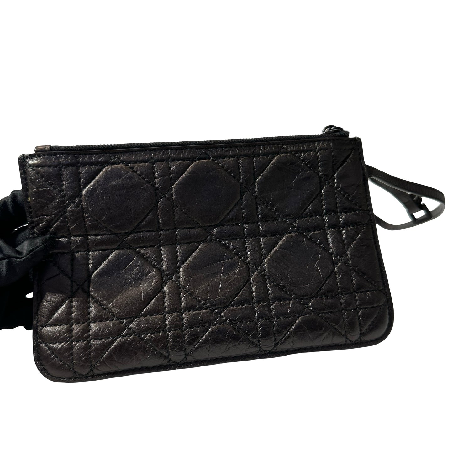 Used DIOR Lambskin Leather SO BLACK TOUJOURS MEDIUM Shoulder Bag Black