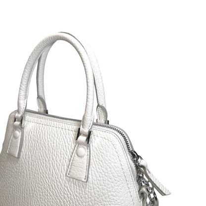 Used MAISON MARGIELA Textured Leather 5AC Classique Mini Bag Handbag White PHW