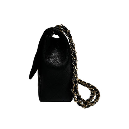 Used CHANEL Classic Flap Shoulder Bag Black GHW
