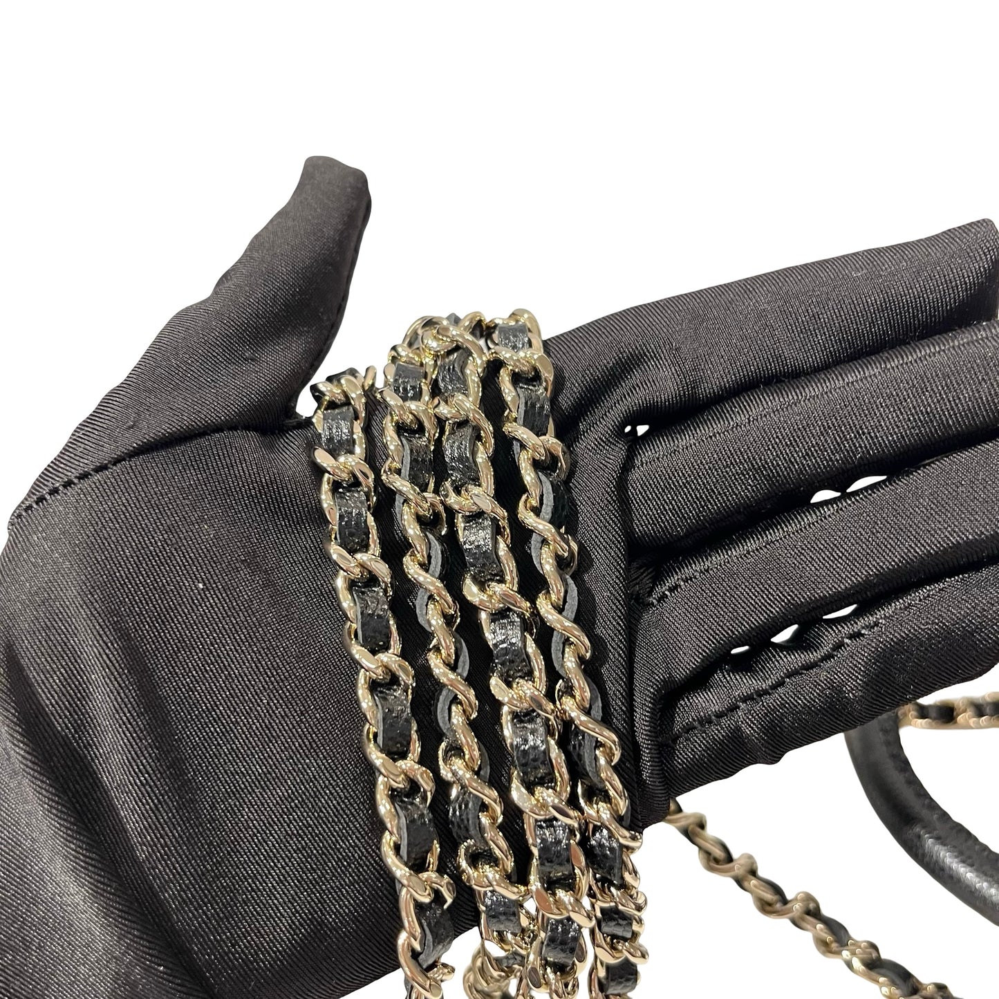 Used CHANEL Calfskin Leather Nano Coco Handle Shoulder Bag Black GHW