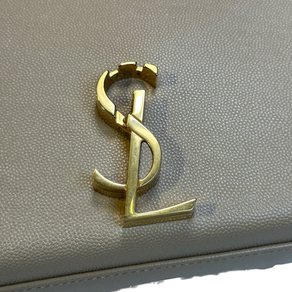 Used SAINT LAURENT grained calfskin Cassandra Handbag taupe