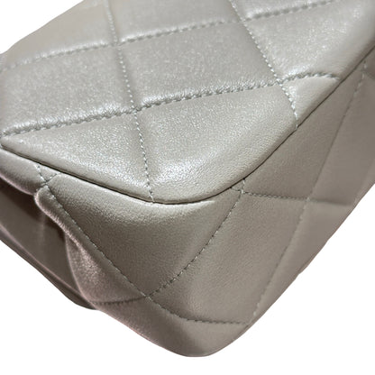 Used CHANEL Peal Crush Mini Flat 20cm Flat bag Grey GHW