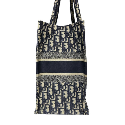 Used DIOR Canvas Used Dior Canvas Book Tote Tote Navy Blue Tote Bag Navy Blue