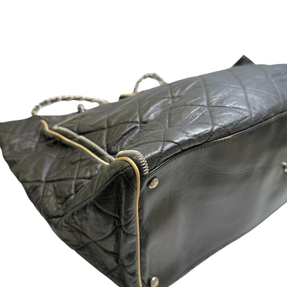 Used CHANEL Quilted Leather Quilted Tote Tote Bag Black Silver