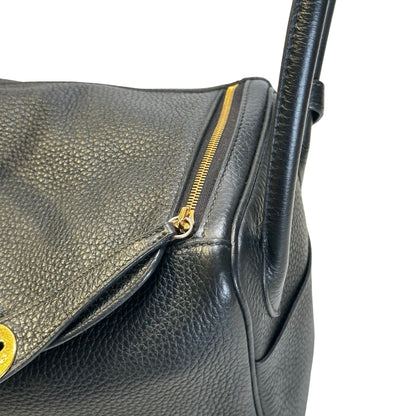 Used HERMES TC Lindy 26 Handbag Black GHW