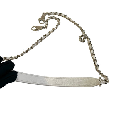 Used CHANEL Quilted Caviar Coco Handle Handbag White GHW