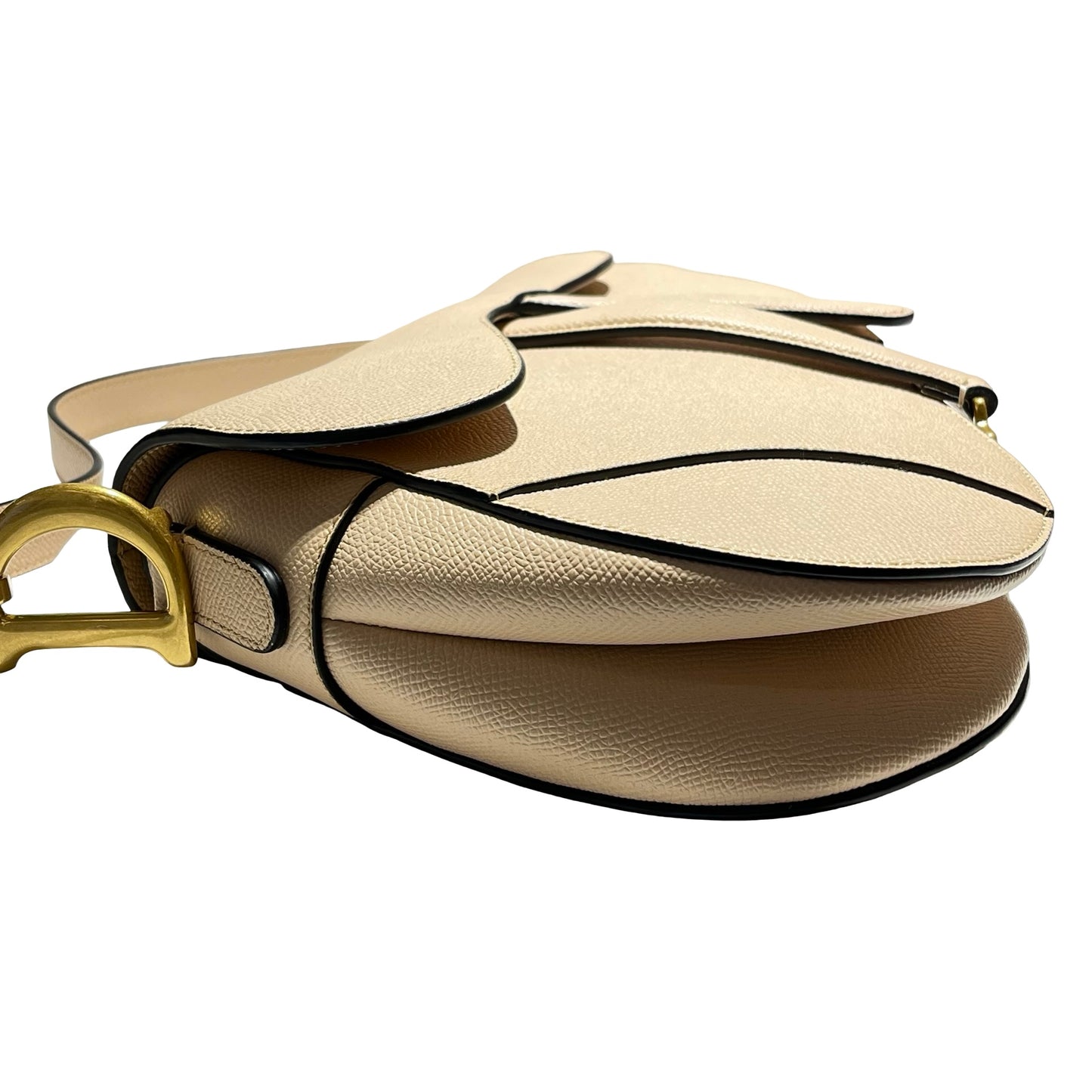 Used Dior Saddle Shoulder Bag Beige GHW