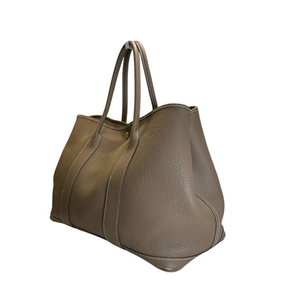 Used HERMES Negonda Leather Garden Party Tote Bag Etoupe