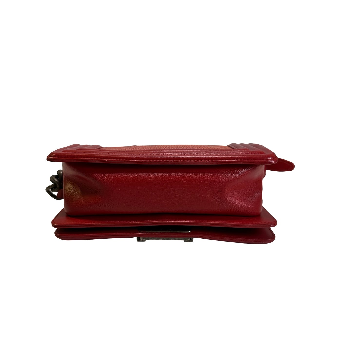 Used CHANEL Stingray Leather Boy Crossbody Bag Red