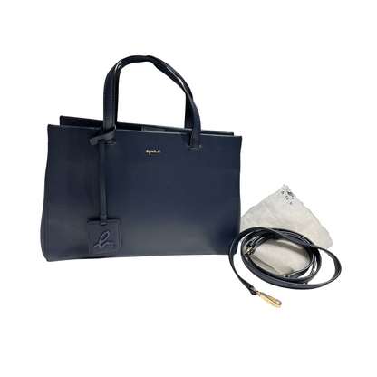 AGNES B. BLUE LEATHER HANDBAG [3000665]