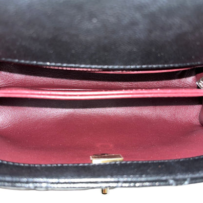 Used CHANEL Calfskin Leather Coco Handle small Handbag Black PHW
