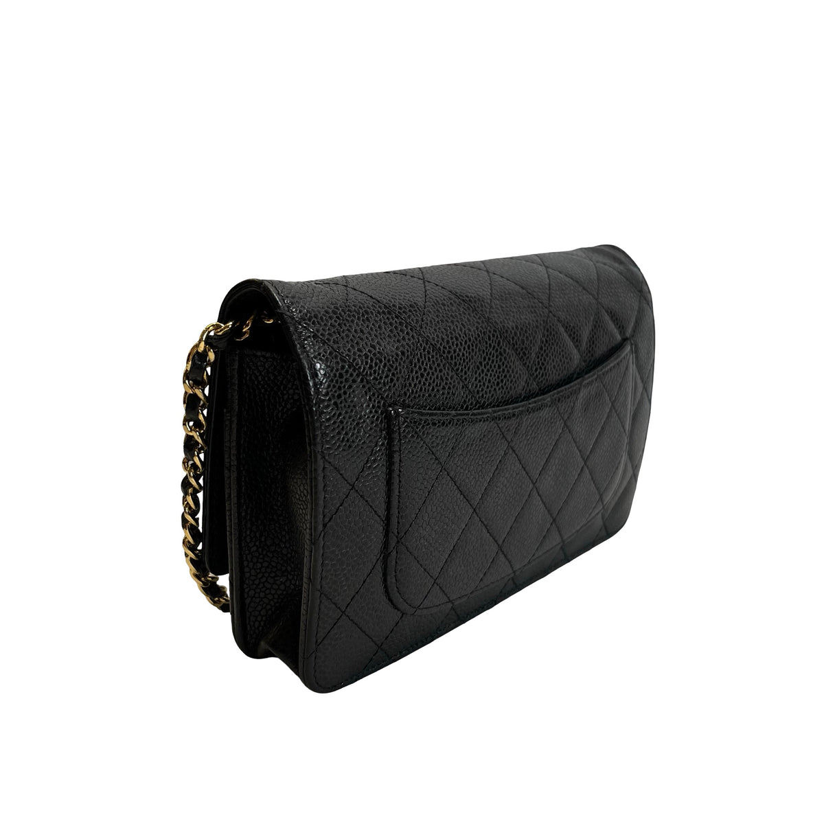 Used CHANEL Caviar Quilted Wallet on chain Wallet on chain Black Gold