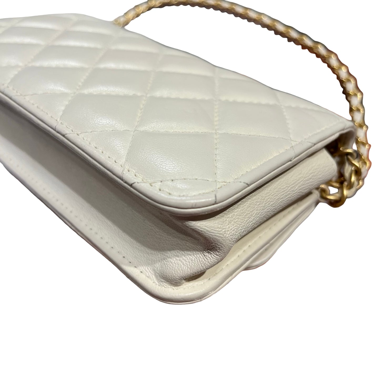 Chanel Mini WOC With Gold Ball White GHW