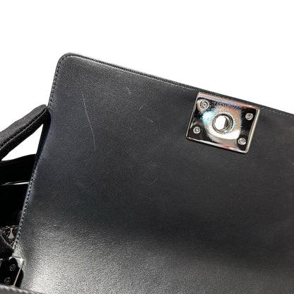 Used Chanel Boy 25cm Chain Shoulder Bag Black PHW