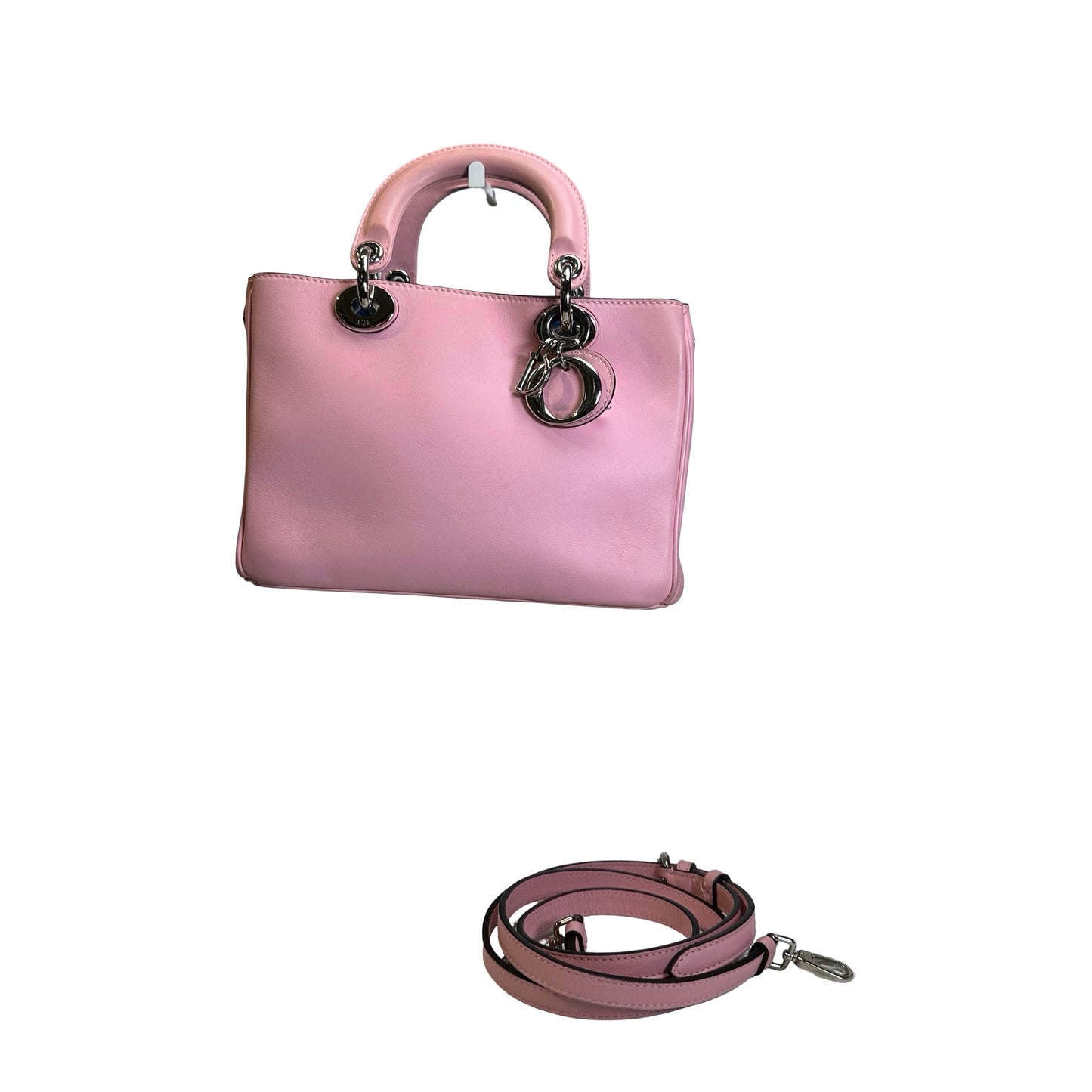 Used DIOR Calfskin Lady Dior Handbag Pink PHW