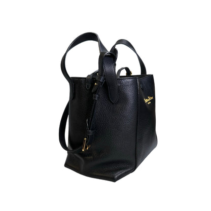Used DIOR Grained Calfskin C'est Dior Bucket Bag Black GHW