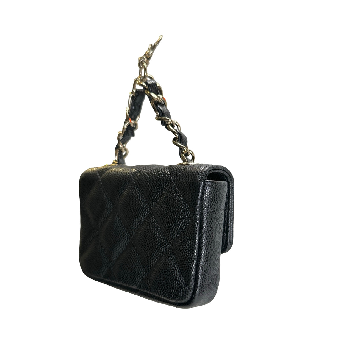 Used CHANEL Quilted Caviar Mini Flap Bag Mini Bag Black Gold Hardware