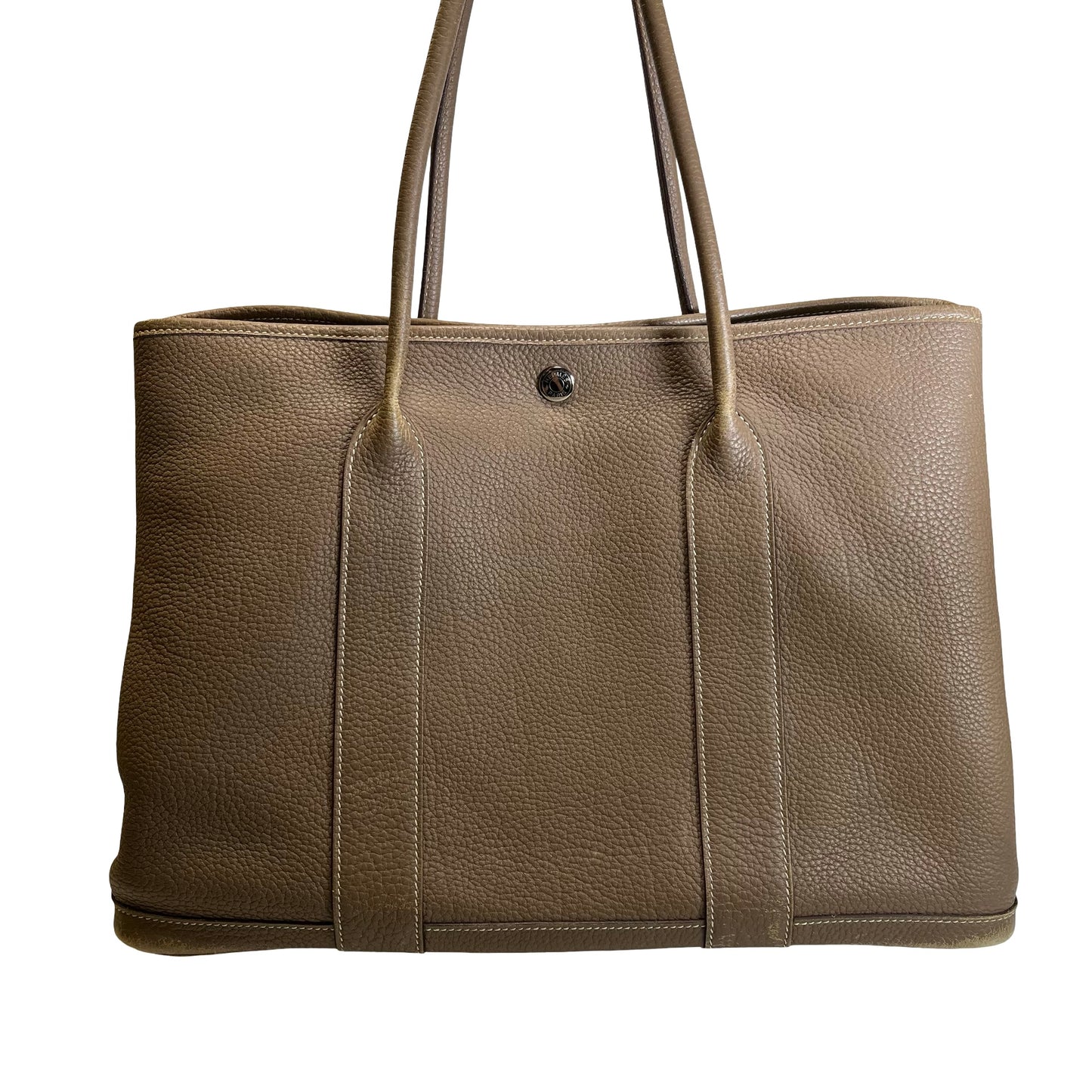 Used HERMES Negonda Leather Garden Party Tote Bag Etoupe