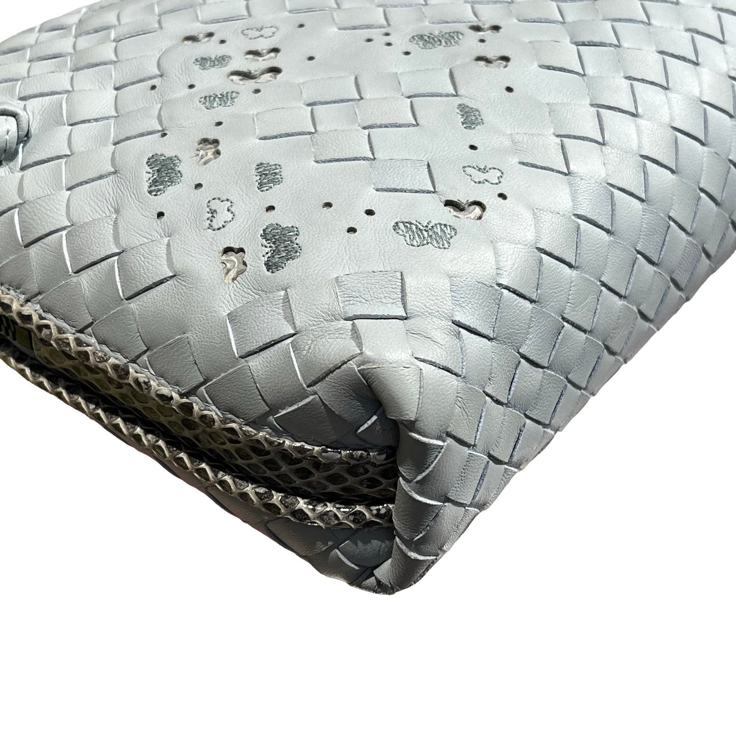 Used Bottega Veneta Lambskin Leather Butterfly Cross Body Bag PHW Grey