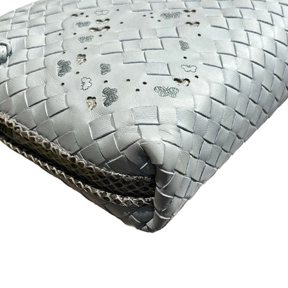 Used Bottega Veneta Lambskin Leather Butterfly Cross Body Bag PHW Grey